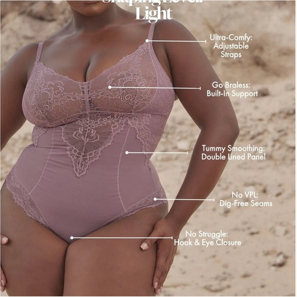 🌟LAST ONE🌟New PINSY Smoothing Lace Shapewear Bodysuit - Picture 3 of 4